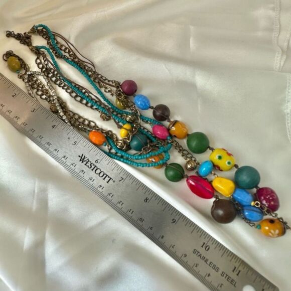 Colorful beaded multi strand long necklace - Picture 6 of 14